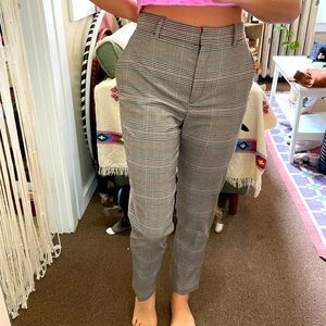 Pleated plaid dress pants